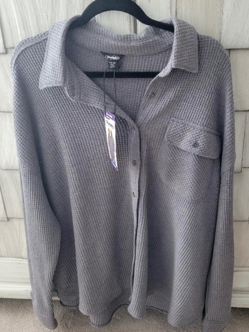 BUFFALO WOMEN’S WAFFLE BUTTON UP SHIRT SIZE XX-LARGE HEATHER ROCK
